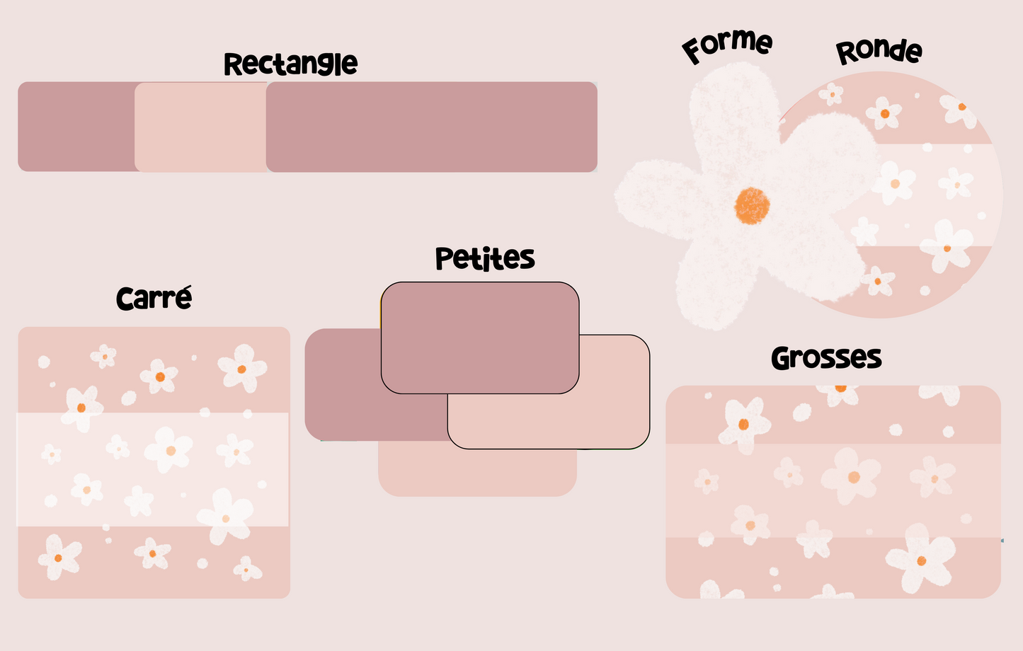 Fleurs neutres! Ensemble 4 feuilles!